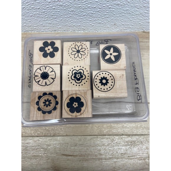 Stampin' Up! Other - Stampin Up Big Flowers Set Of 8 Wood Mounted Rubber Stamps